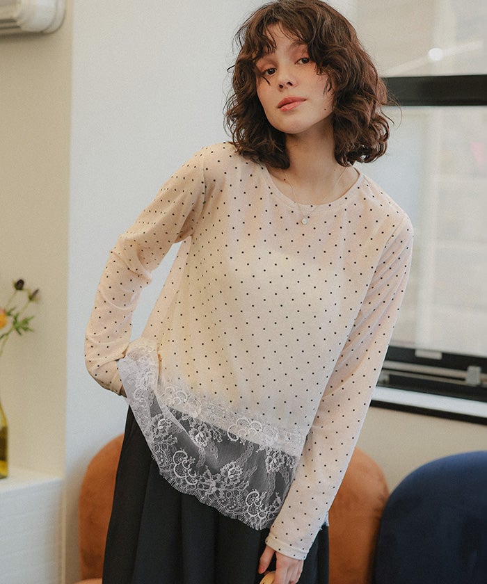 ろあ ヘムレースシアーベロアロングスリーブTシャツ【メール便可／100