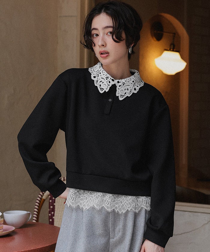 アーガイルアシンメトリーカラーニット【miette ミエット】 | titivate