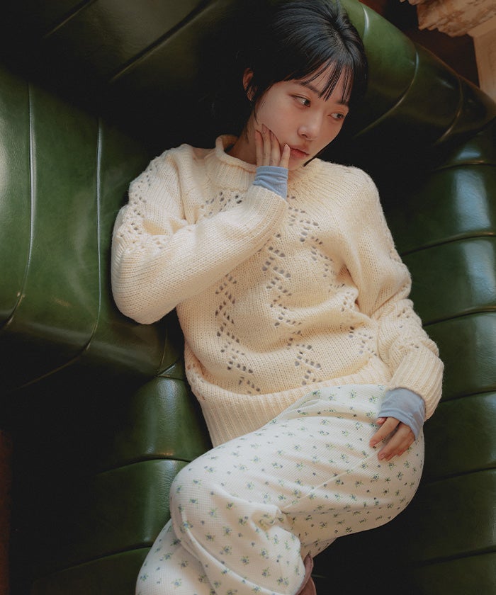 アイレット編みニットプルオーバー【miette ミエット】 | titivate
