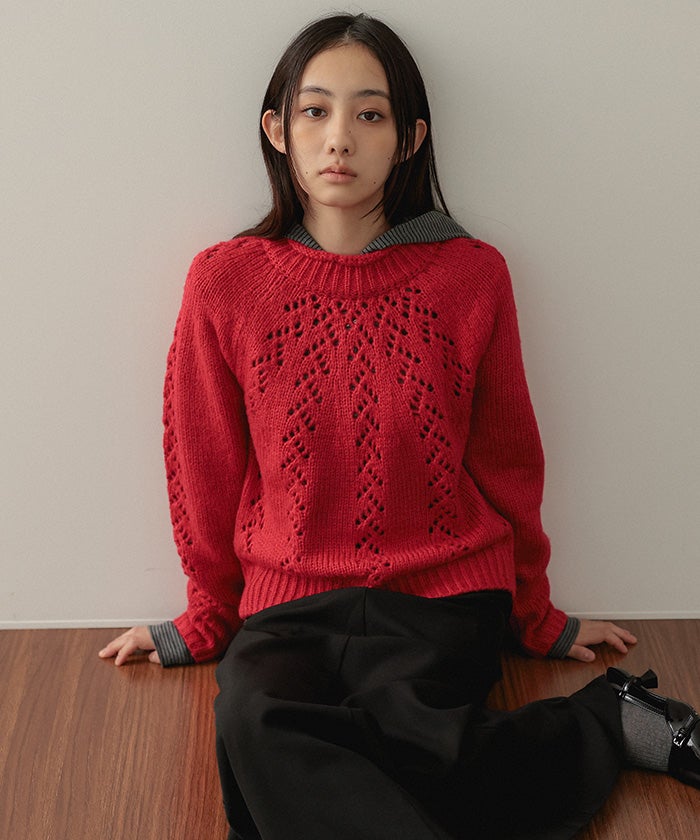 アイレット編みニットプルオーバー【miette ミエット】 | titivate