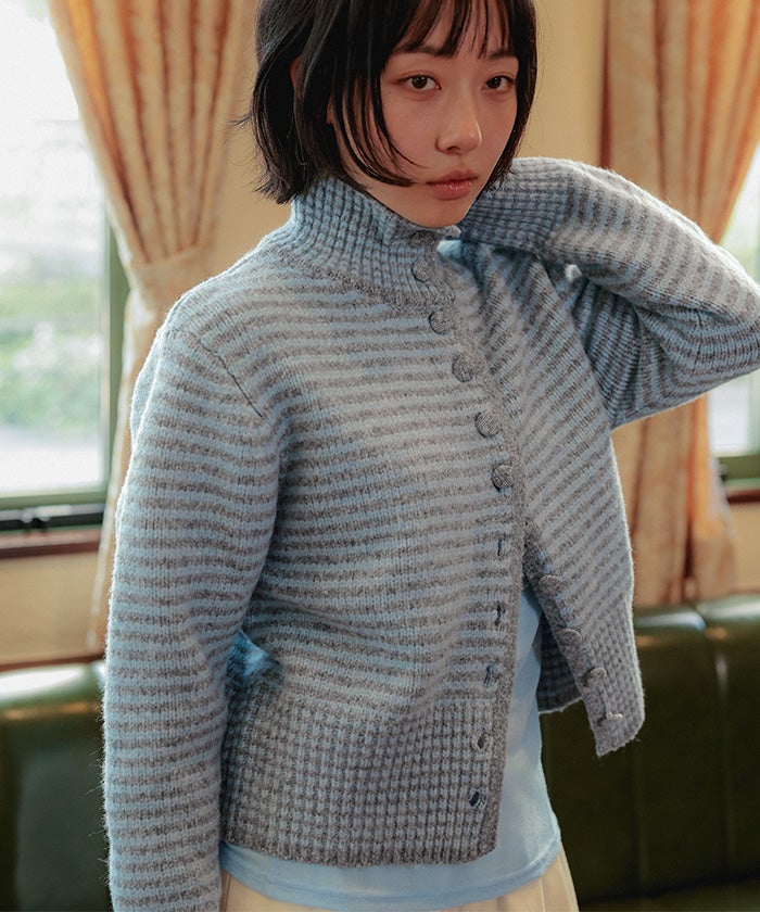 アーガイルアシンメトリーカラーニット【miette ミエット】 | titivate