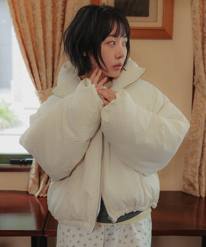 チェックサッカー中綿ショートジャケット【miette ミエット】 | titivate