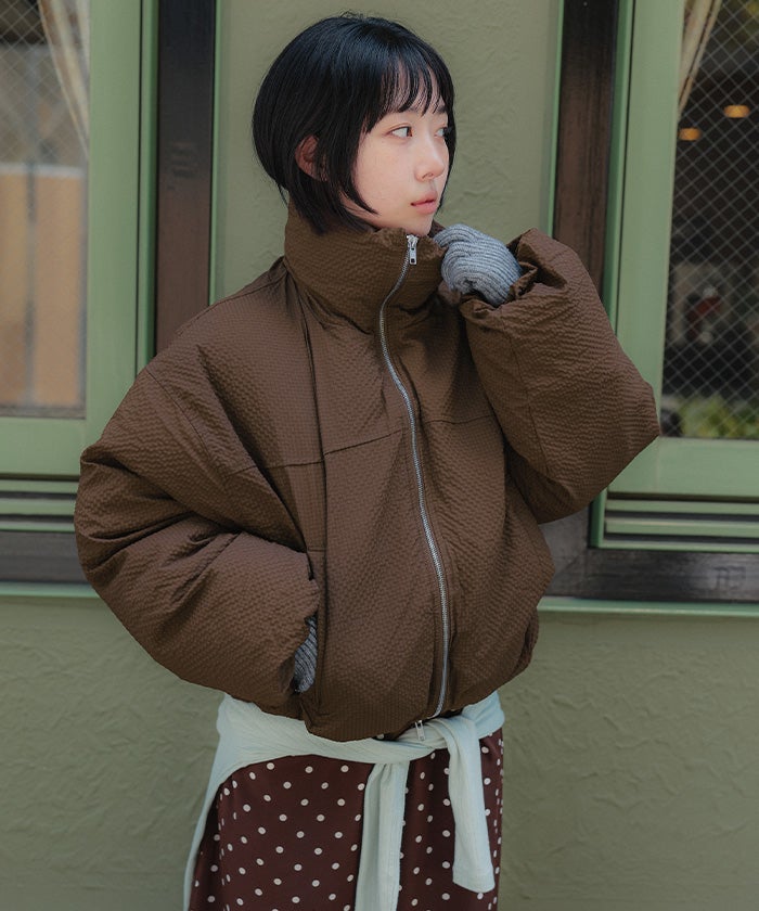 チェックサッカー中綿ショートジャケット【miette ミエット】 | titivate