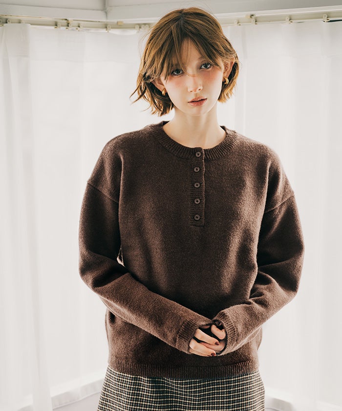 ヘンリーネックニットプルオーバー【miette ミエット】 | titivate