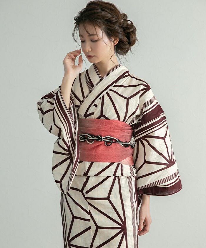 新品 未使用 麻の葉 古典柄 浴衣 レディース 単品 黒白グレー 浴衣 レディース 女性浴衣 単品 浴衣単品 仕立て上がり 浴衣レディース