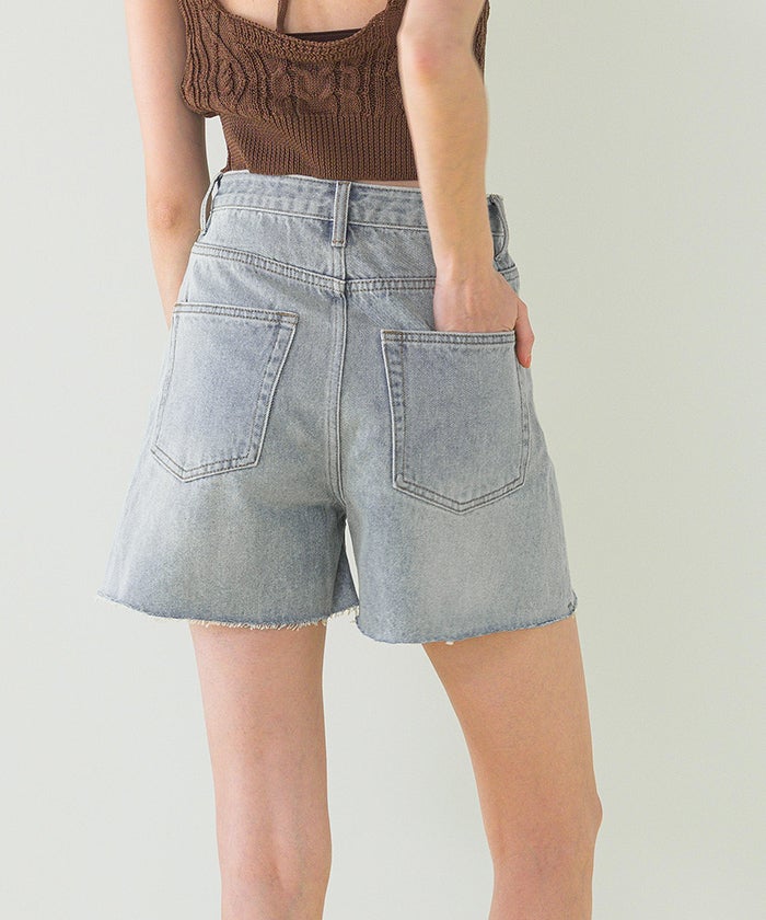 ハイウエストデニムショートパンツ【SEADRESS シードレス】【メール便