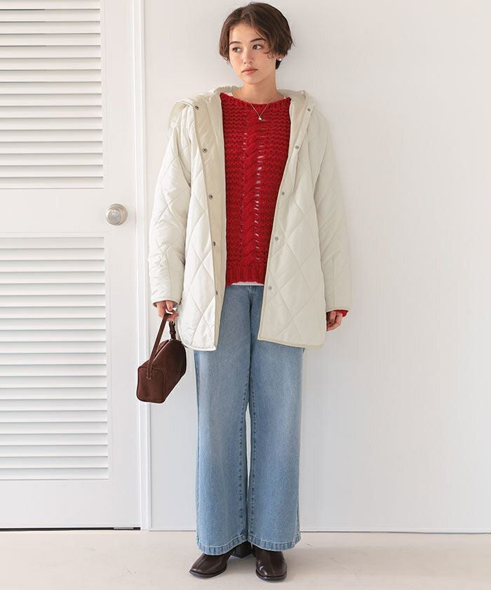 フーデットキルティングショートコート | titivate