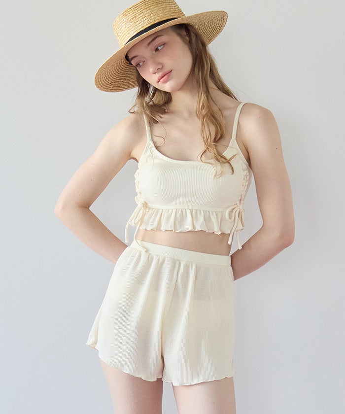 ワッフル素材レースアップビキニ/水着セット【SEADRESS シードレス