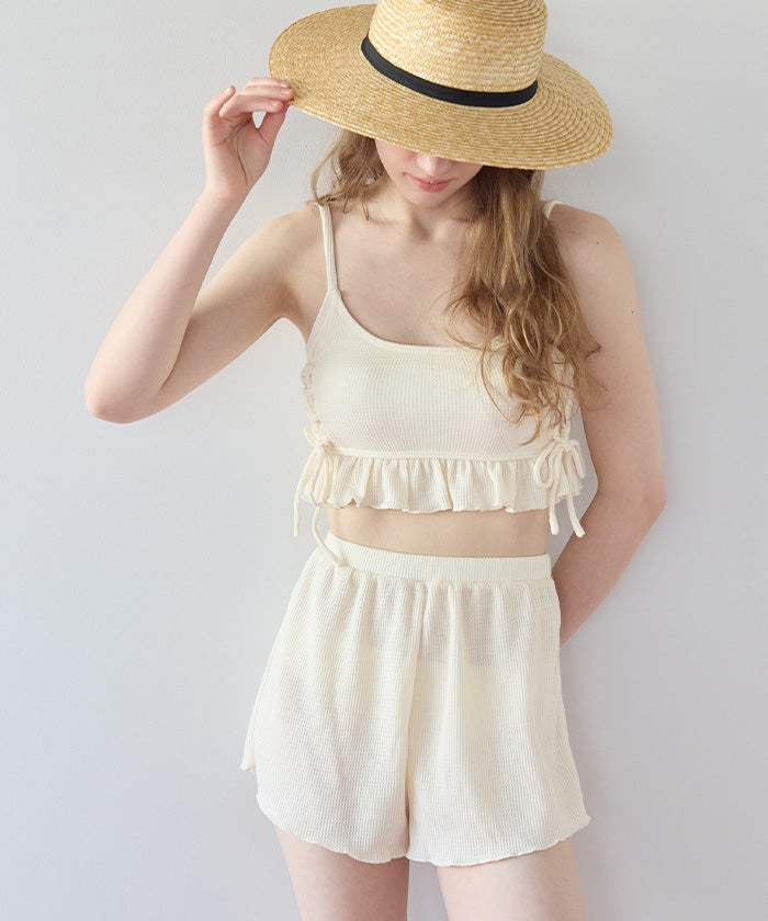 ワッフル素材レースアップビキニ/水着セット【SEADRESS シードレス