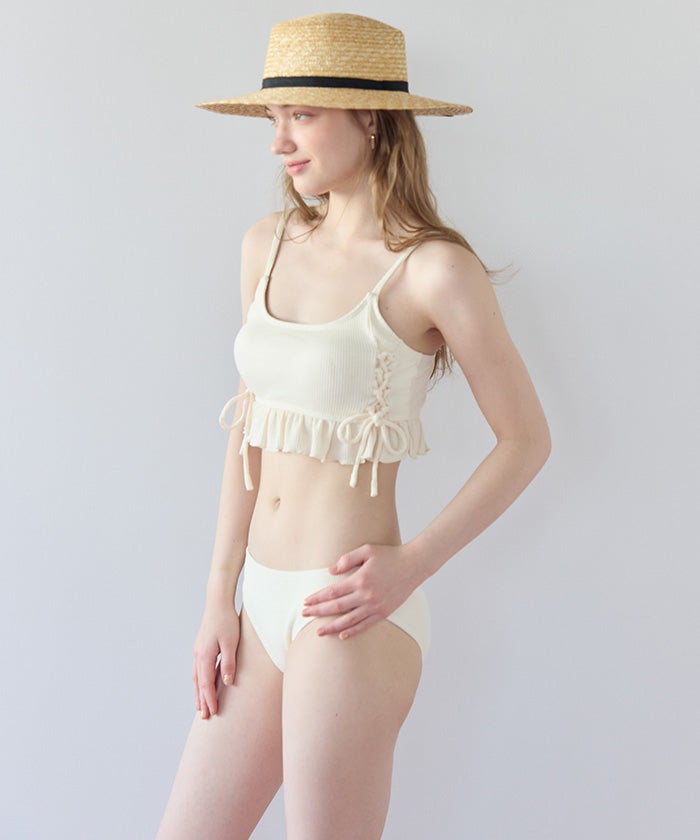 ワッフル素材レースアップビキニ/水着セット【SEADRESS シードレス