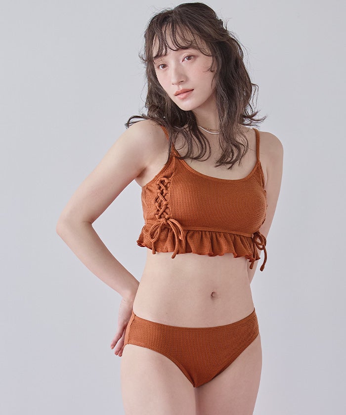 ワッフル素材レースアップビキニ/水着セット【SEADRESS シードレス