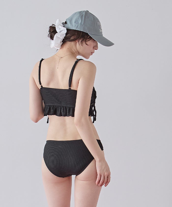 ワッフル素材レースアップビキニ/水着セット【SEADRESS シードレス